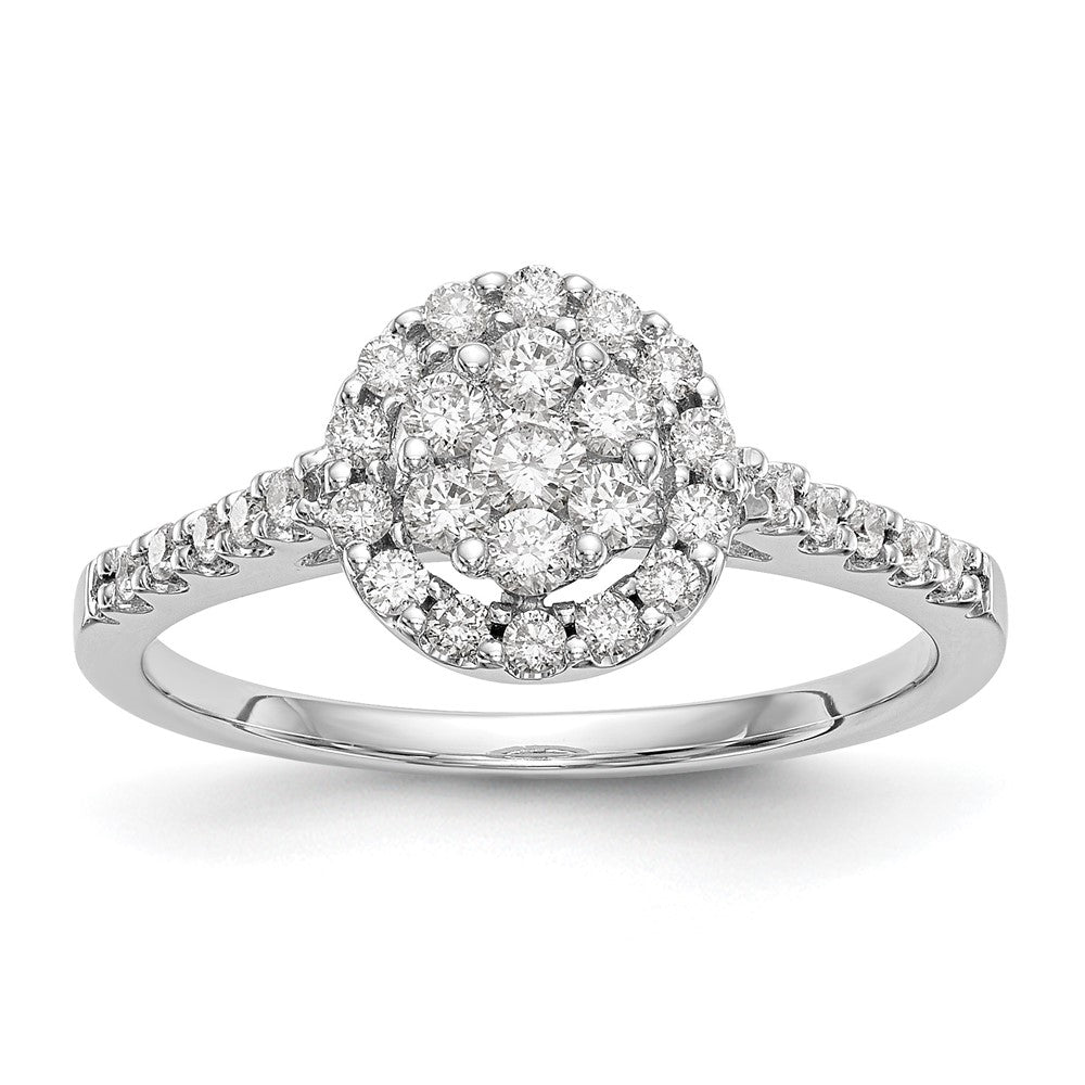 14K Weißgold Komplett Diamant Cluster Verlobungsring