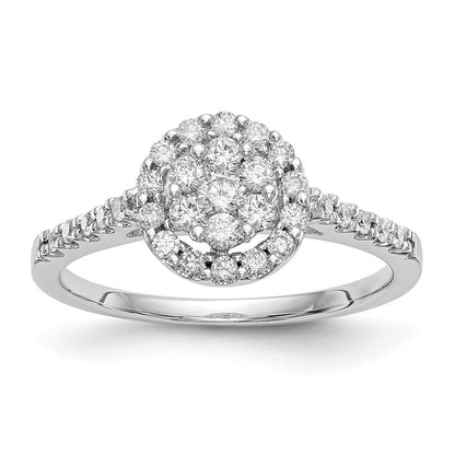 14K Weißgold Komplett Diamant Cluster Verlobungsring