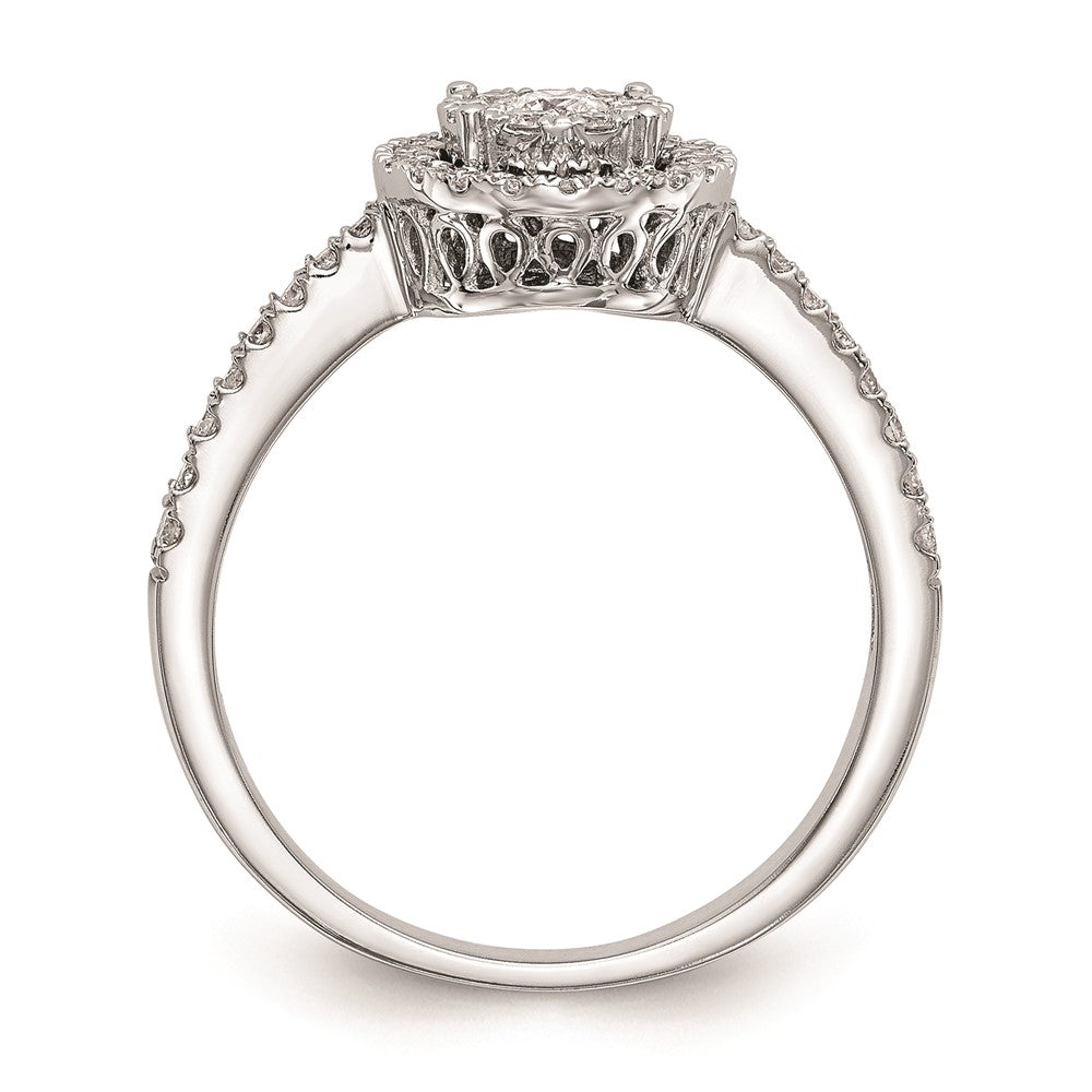 14K Weißgold Verlobungsring mit vollständigem Cluster aus echten Diamanten