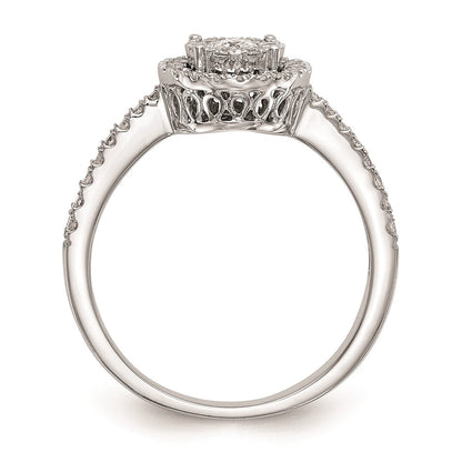 14K Weißgold Verlobungsring mit vollständigem Cluster aus echten Diamanten