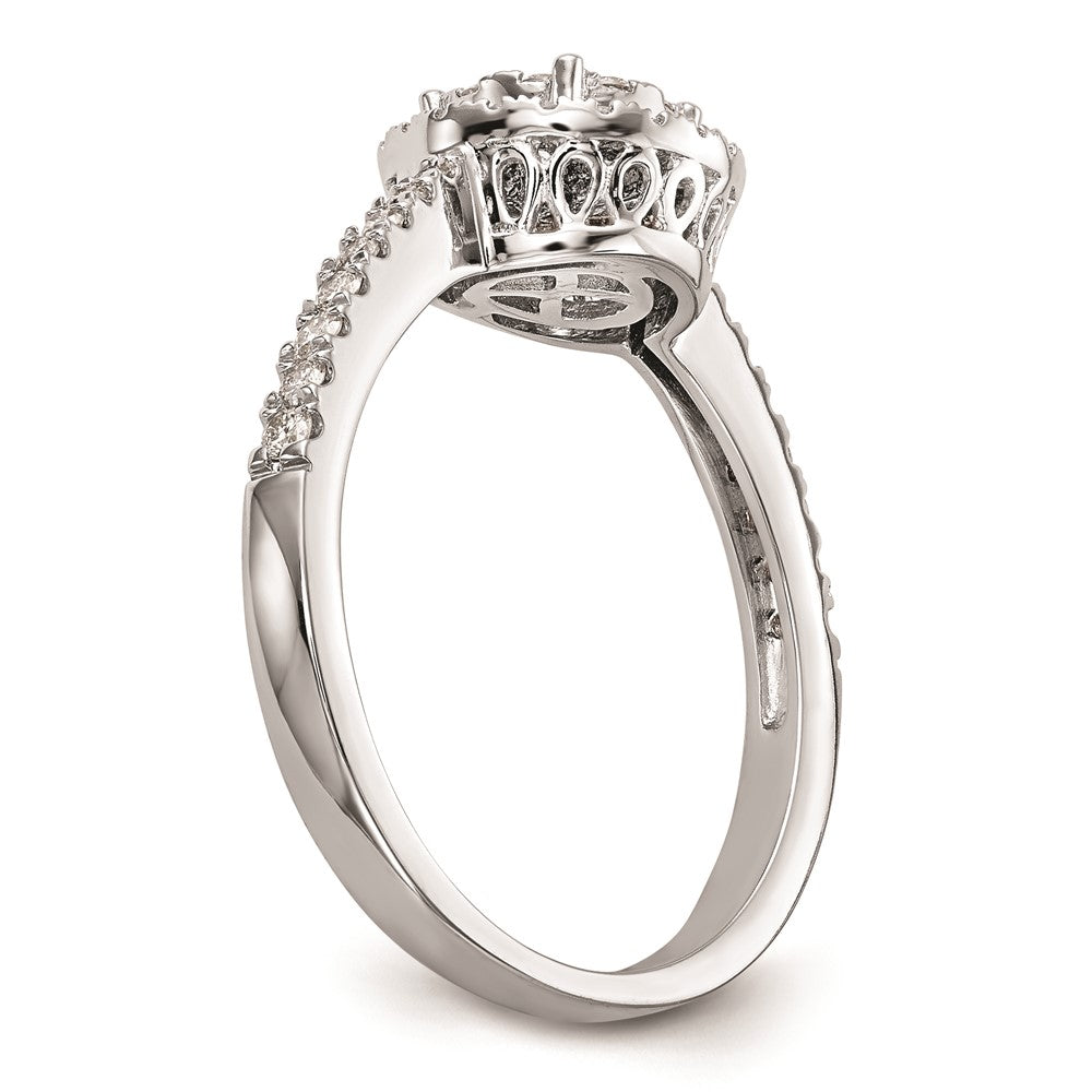 14K Weißgold Verlobungsring mit vollständigem Cluster aus echten Diamanten