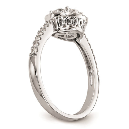 14K Weißgold Verlobungsring mit vollständigem Cluster aus echten Diamanten