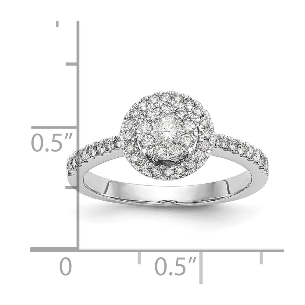 14K Weißgold Verlobungsring mit vollständigem Cluster aus echten Diamanten