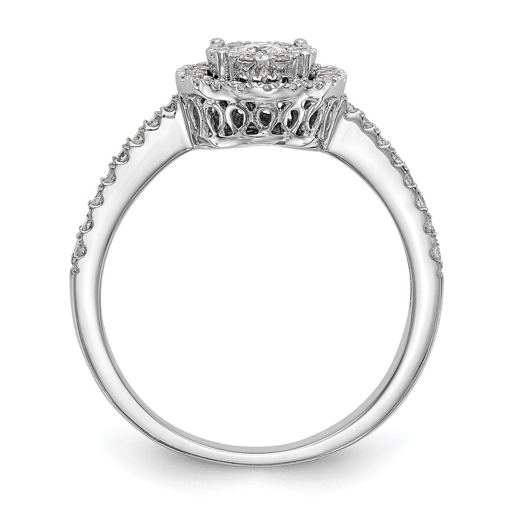 14K Weißgold Verlobungsring mit 0,5 ct. Cluster aus Labor-gezüchteten Diamanten VS/SI+ G+