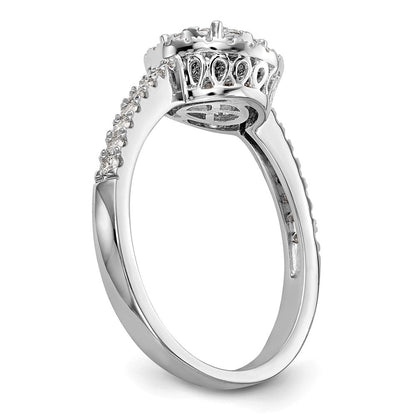 14K Weißgold Verlobungsring mit 0,5 ct. Cluster aus Labor-gezüchteten Diamanten VS/SI+ G+