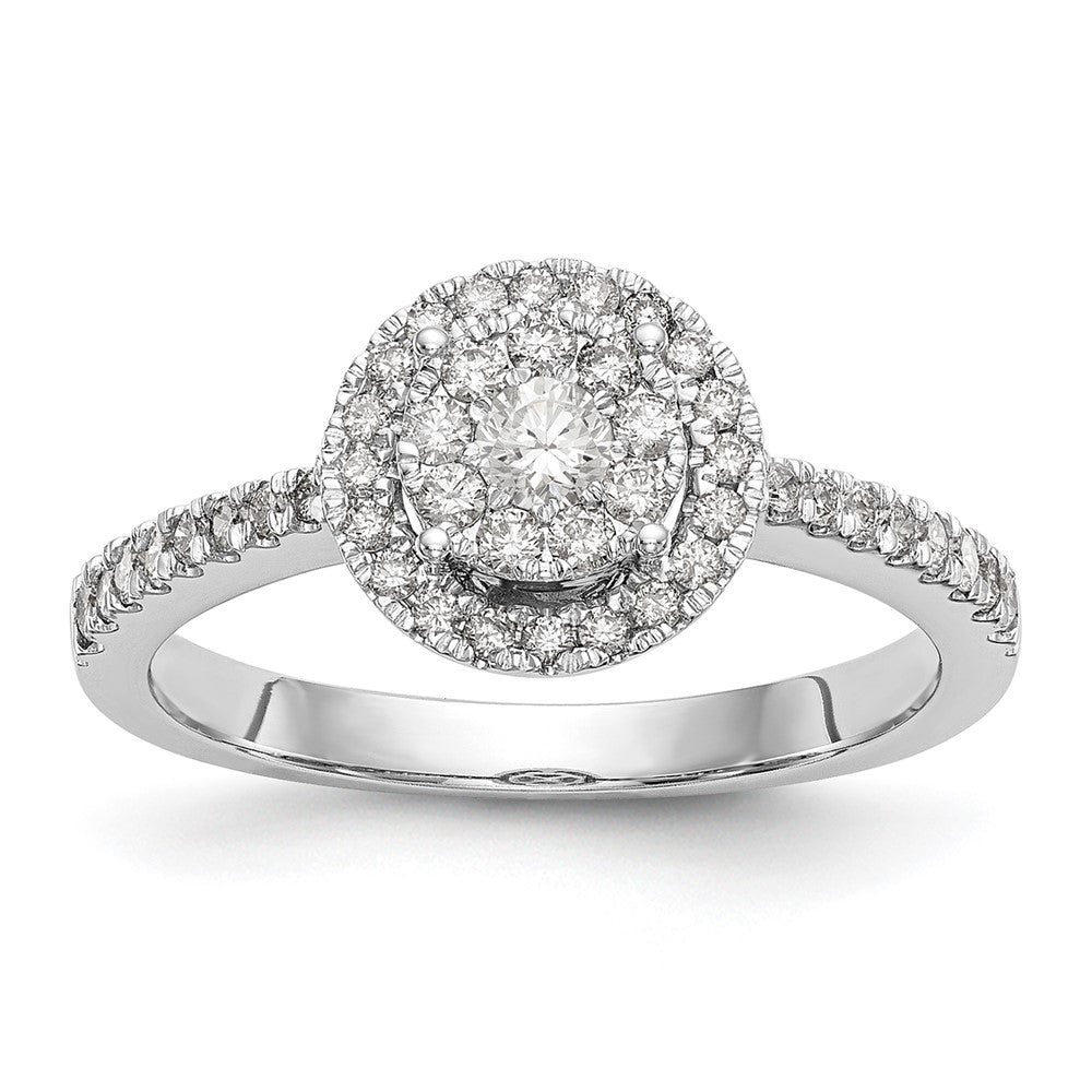14K Weißgold Verlobungsring mit 0,5 ct. Cluster aus Labor-gezüchteten Diamanten VS/SI+ G+