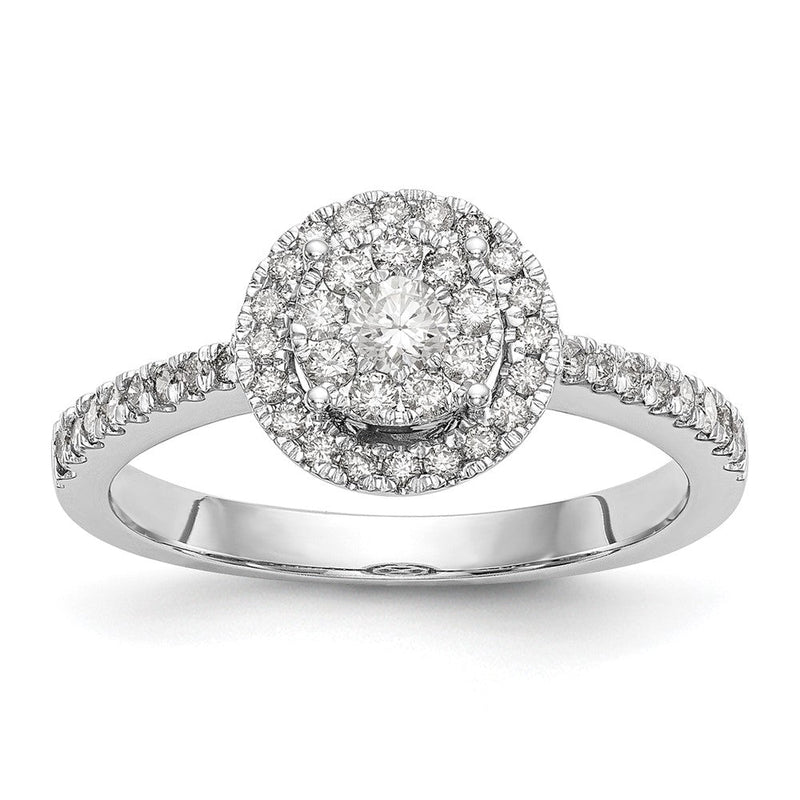 14K Weißgold Verlobungsring mit 0,5 ct. Cluster aus Labor-gezüchteten Diamanten VS/SI+ G+