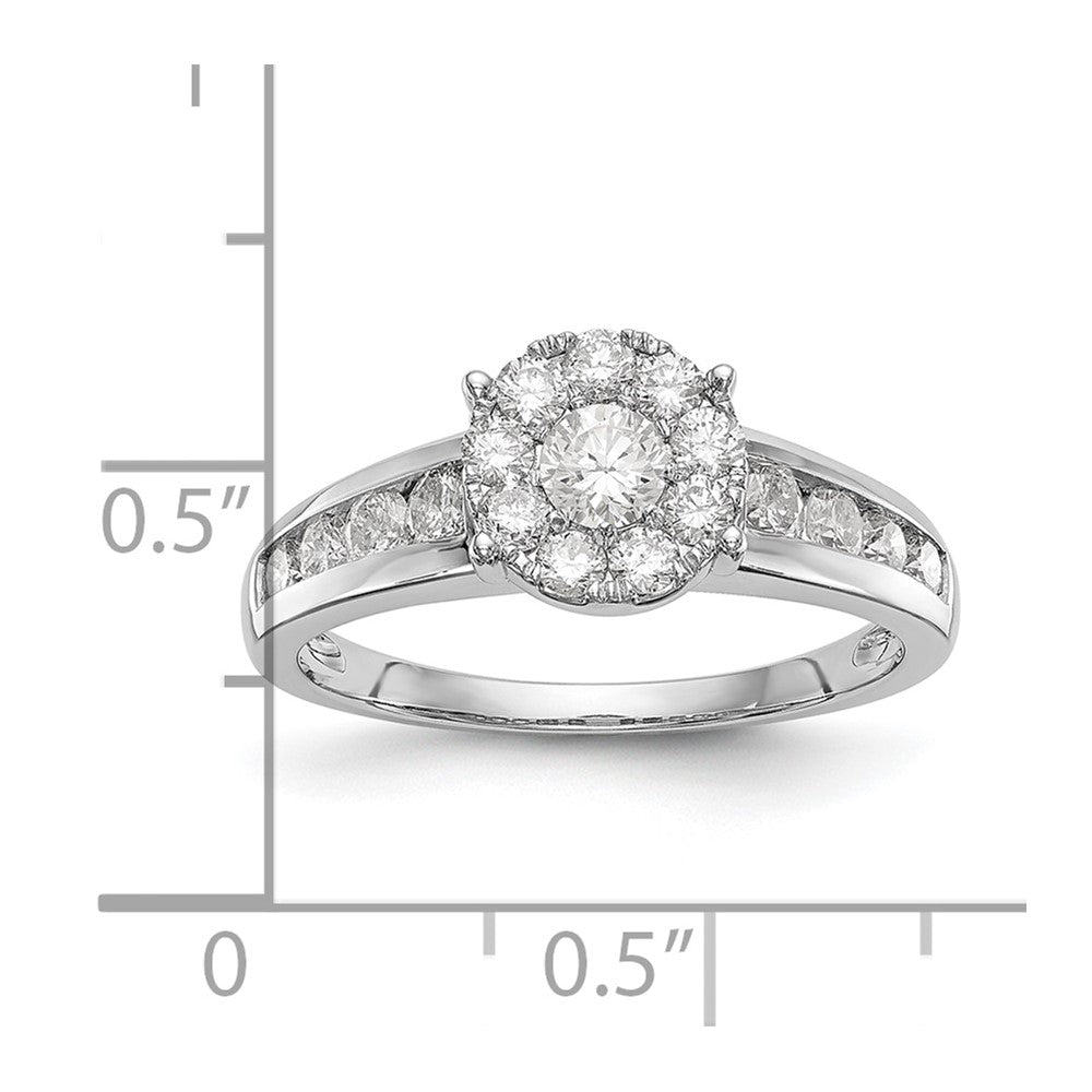 14K Weißgold Verlobungsring mit natürlichen Diamanten im Cluster-Design, komplett besetzt