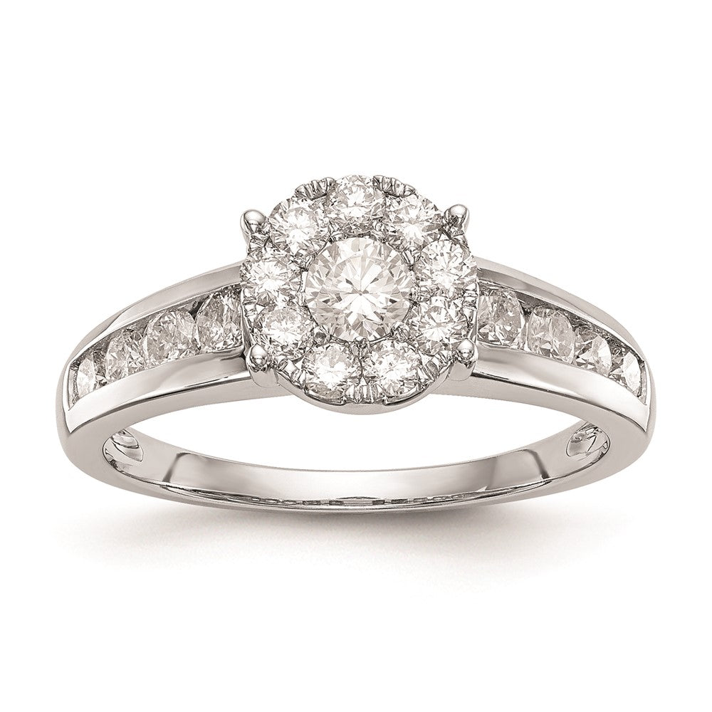 14K Weißgold Verlobungsring mit natürlichen Diamanten im Cluster-Design, komplett besetzt