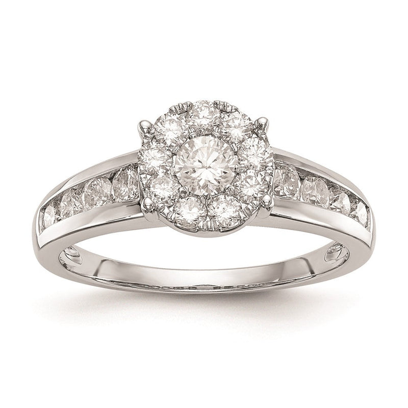 14K Weißgold Verlobungsring mit natürlichen Diamanten im Cluster-Design, komplett besetzt