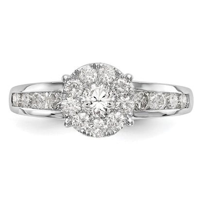 14K Weißgold Verlobungsring mit Diamant-Cluster aus laborgezüchteten Diamanten VS/SI FGH