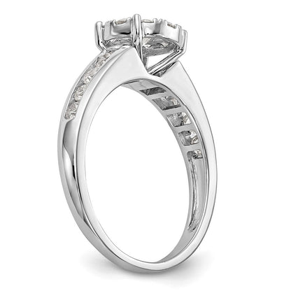 14K Weißgold Verlobungsring mit Diamant-Cluster aus laborgezüchteten Diamanten VS/SI FGH