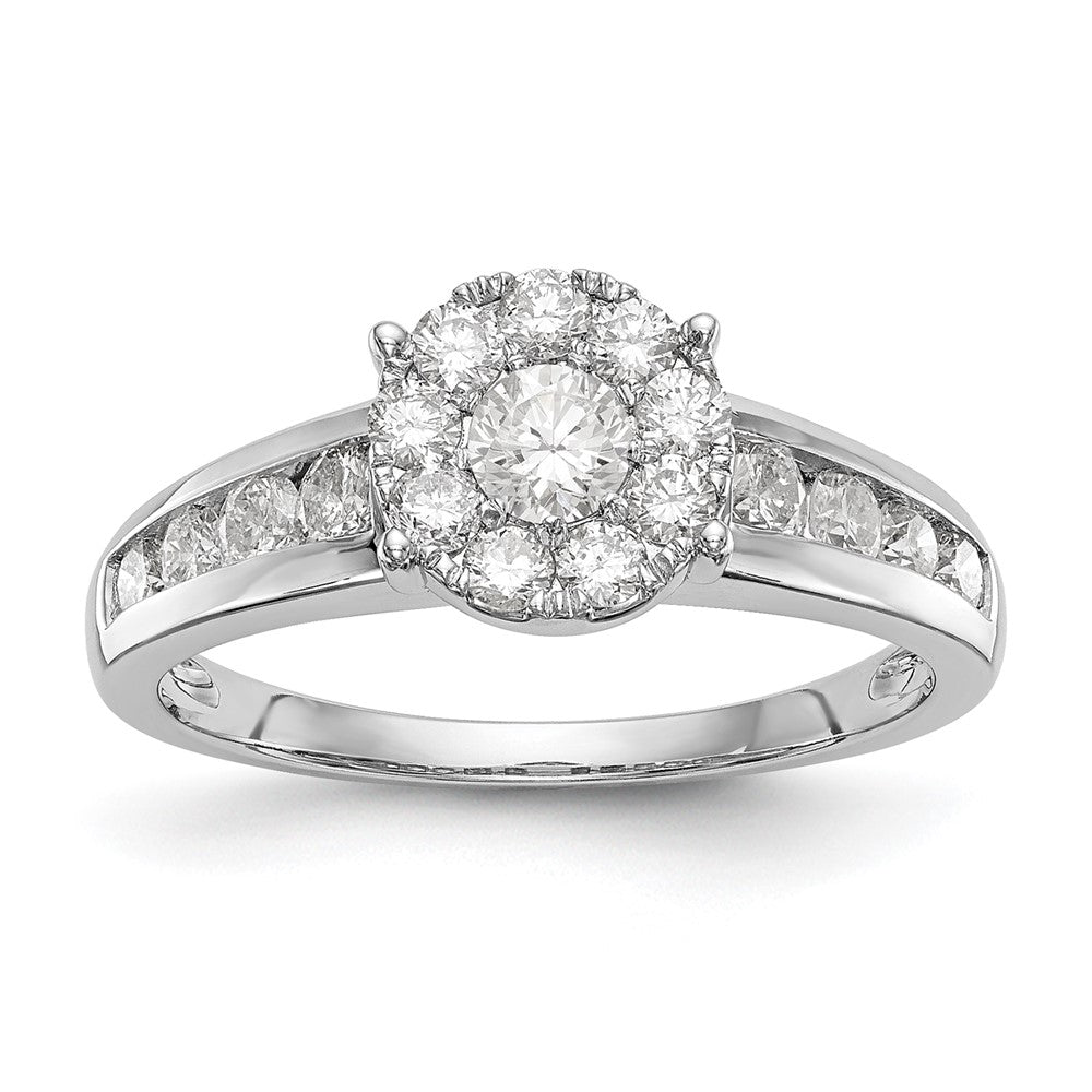 14K Weißgold Verlobungsring mit Diamant-Cluster aus laborgezüchteten Diamanten VS/SI FGH