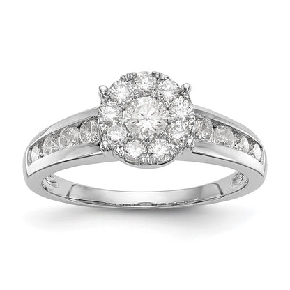 14K Weißgold Verlobungsring mit Diamant-Cluster aus laborgezüchteten Diamanten VS/SI FGH