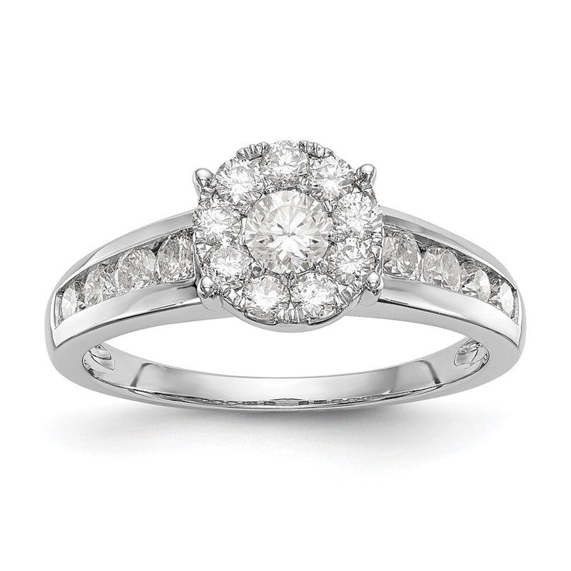 14K Weißgold Verlobungsring mit Diamant-Cluster aus laborgezüchteten Diamanten VS/SI FGH
