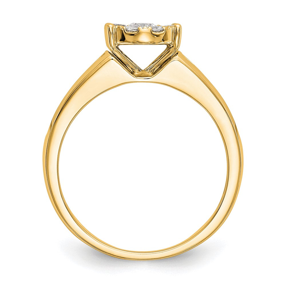 14K Gelbgold Ring mit Diamant-Cluster, komplett besetzt, echte Diamanten, Verlobungsring