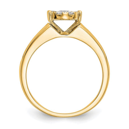 14K Gelbgold Ring mit Diamant-Cluster, komplett besetzt, echte Diamanten, Verlobungsring