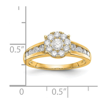 14K Gelbgold Ring mit Diamant-Cluster, komplett besetzt, echte Diamanten, Verlobungsring