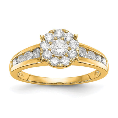 14K Gelbgold Ring mit Diamant-Cluster, komplett besetzt, echte Diamanten, Verlobungsring