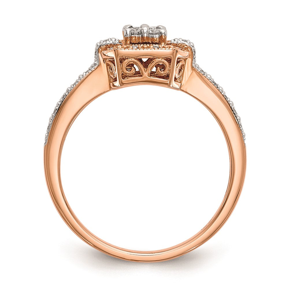14K Roségold Verlobungsring mit echtem Diamant-Cluster