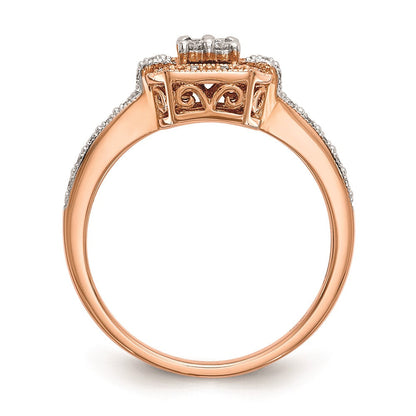 14K Roségold Verlobungsring mit echtem Diamant-Cluster