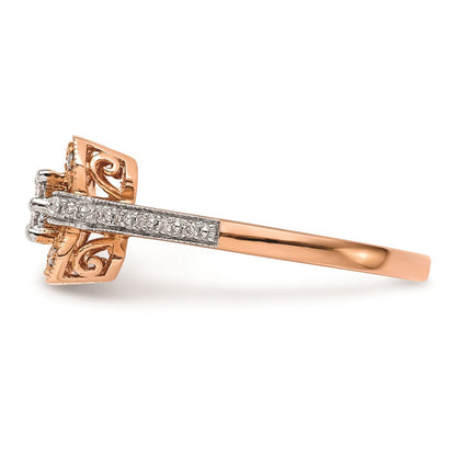 14K Roségold Verlobungsring mit echtem Diamant-Cluster