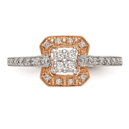 14K Roségold Verlobungsring mit echtem Diamant-Cluster
