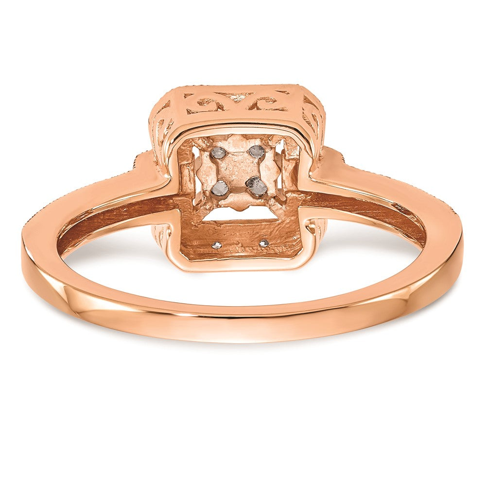 14K Roségold Verlobungsring mit echtem Diamant-Cluster