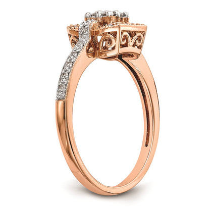 14K Roségold Verlobungsring mit echtem Diamant-Cluster