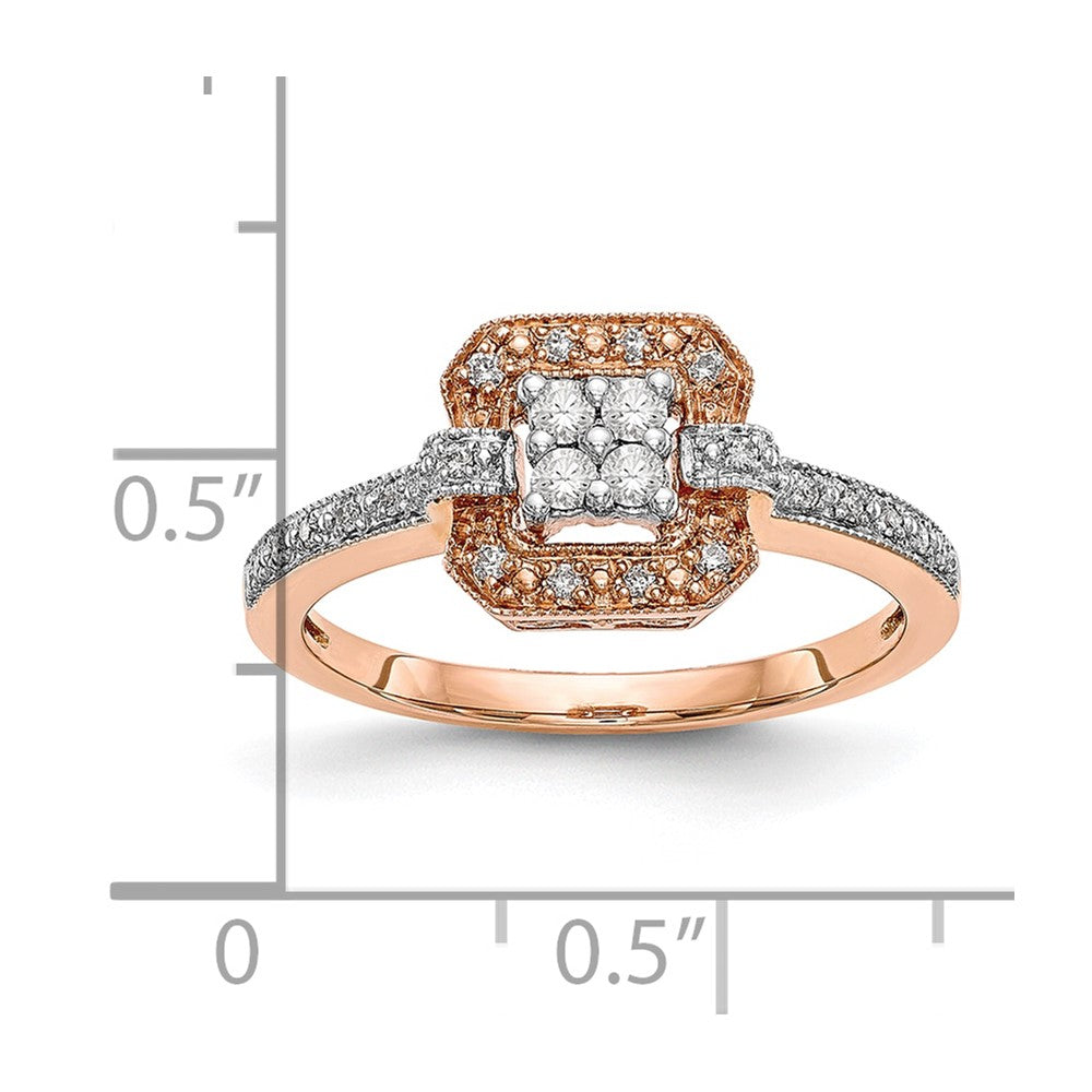 14K Roségold Verlobungsring mit echtem Diamant-Cluster