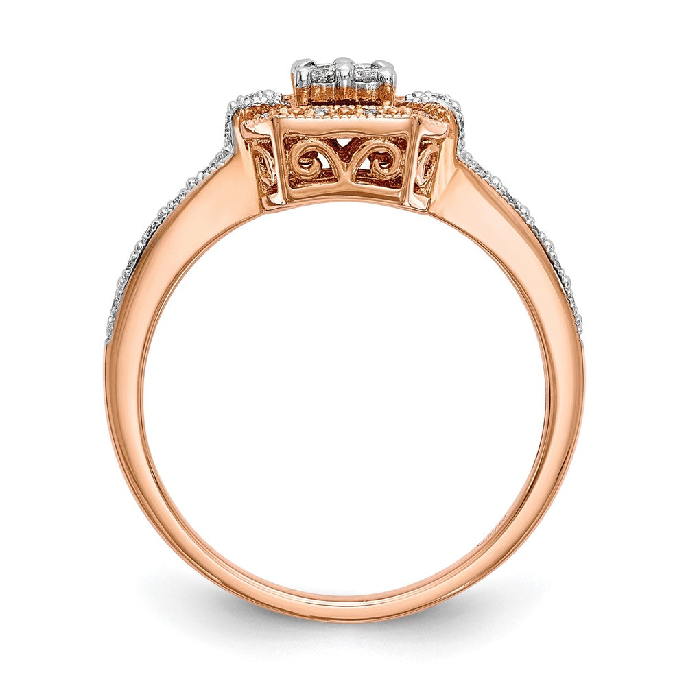 14K Roségold Quadratisch Cluster 1/5 Karat Diamant Komplett Verlobungsring