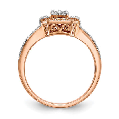 14K Roségold Quadratisch Cluster 1/5 Karat Diamant Komplett Verlobungsring