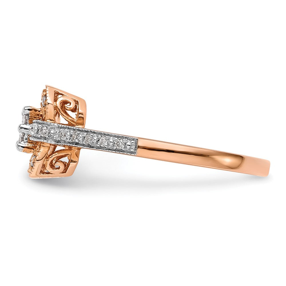 14K Roségold Quadratisch Cluster 1/5 Karat Diamant Komplett Verlobungsring