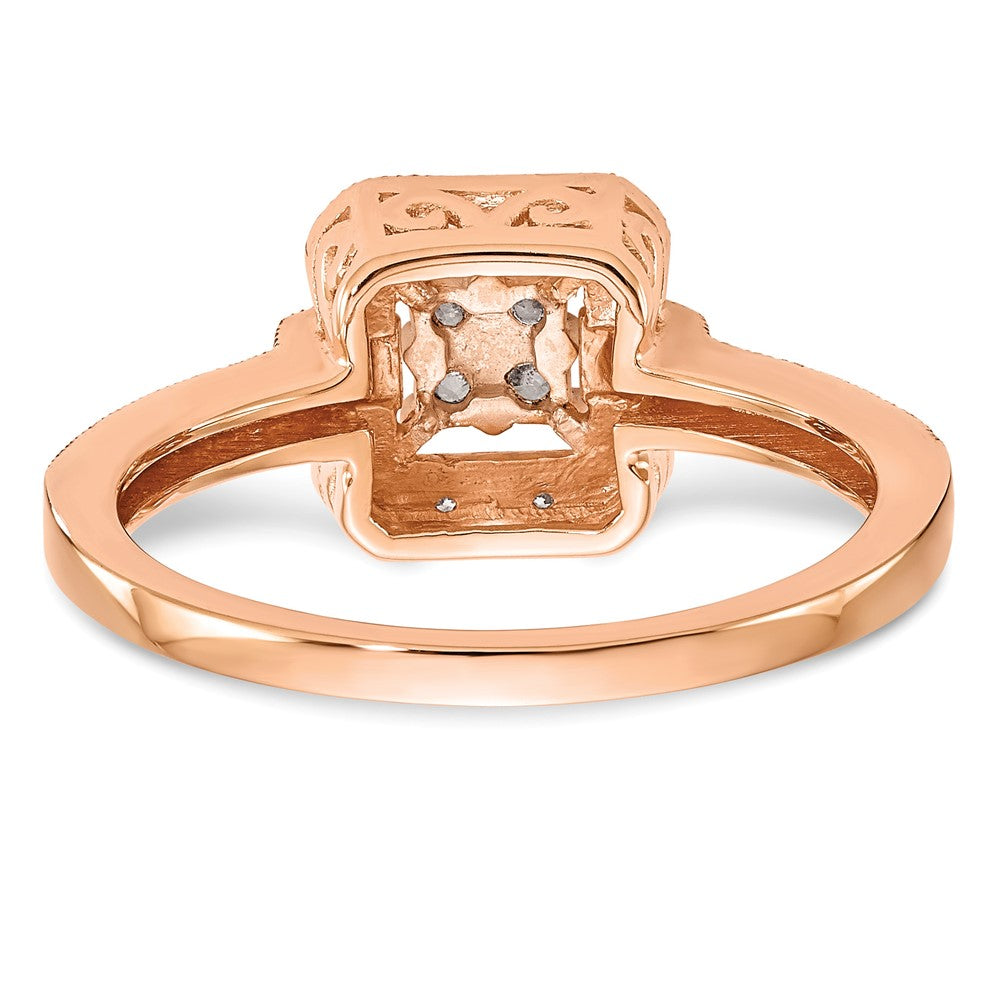 14K Roségold Quadratisch Cluster 1/5 Karat Diamant Komplett Verlobungsring