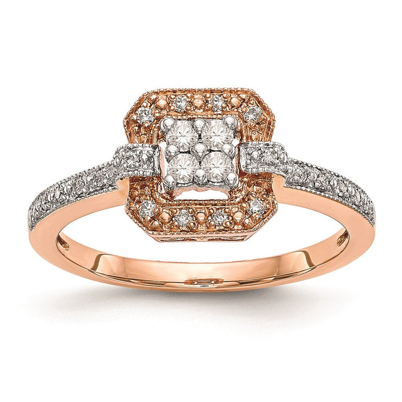 Verlobungsring aus 14K Roségold mit Diamant-Cluster, 0,198 ct
