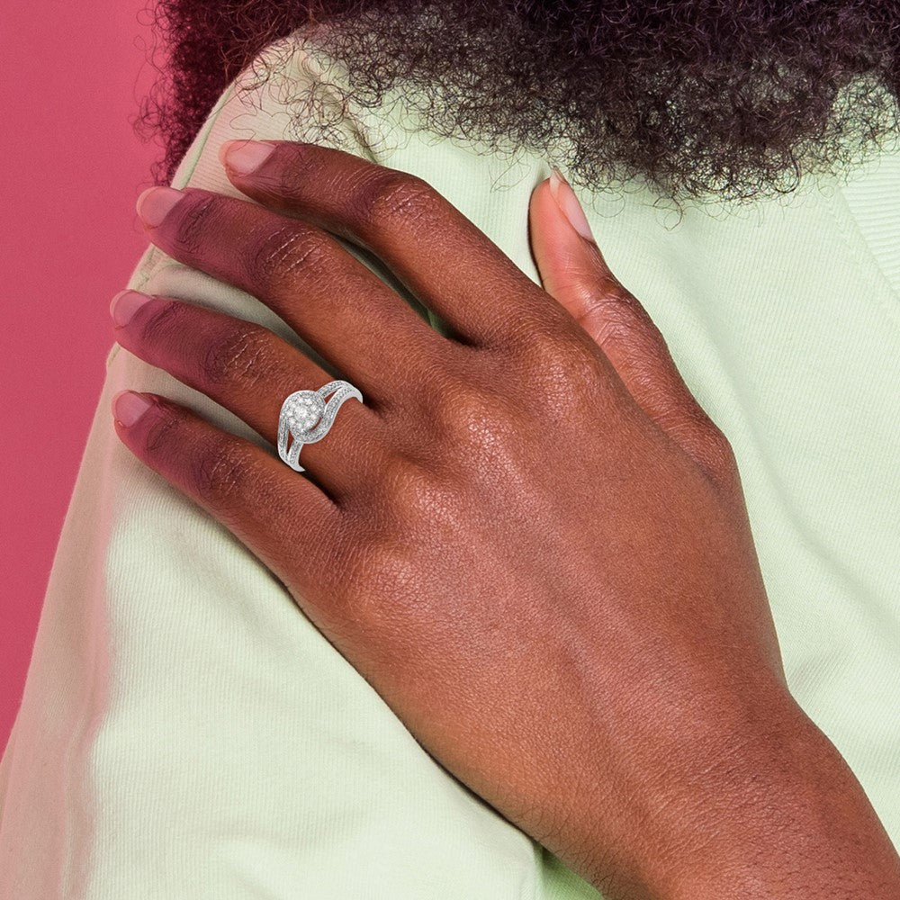 14K Weißgold Diamant-Cluster-Verlobungsring mit echten Diamanten, komplett besetzt