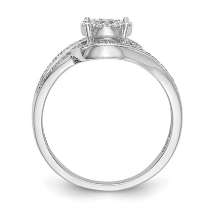 14K Weißgold Diamant-Cluster-Verlobungsring mit echten Diamanten, komplett besetzt