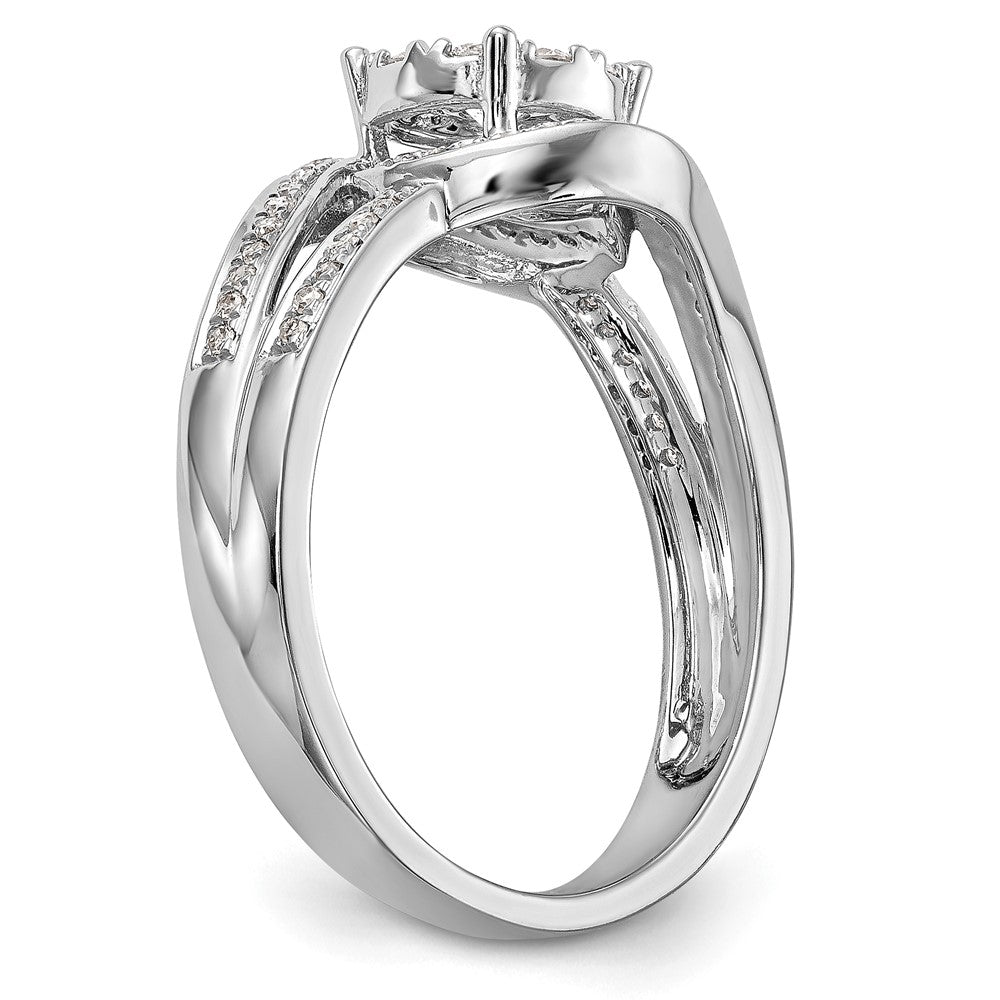 14K Weißgold Diamant-Cluster-Verlobungsring mit echten Diamanten, komplett besetzt