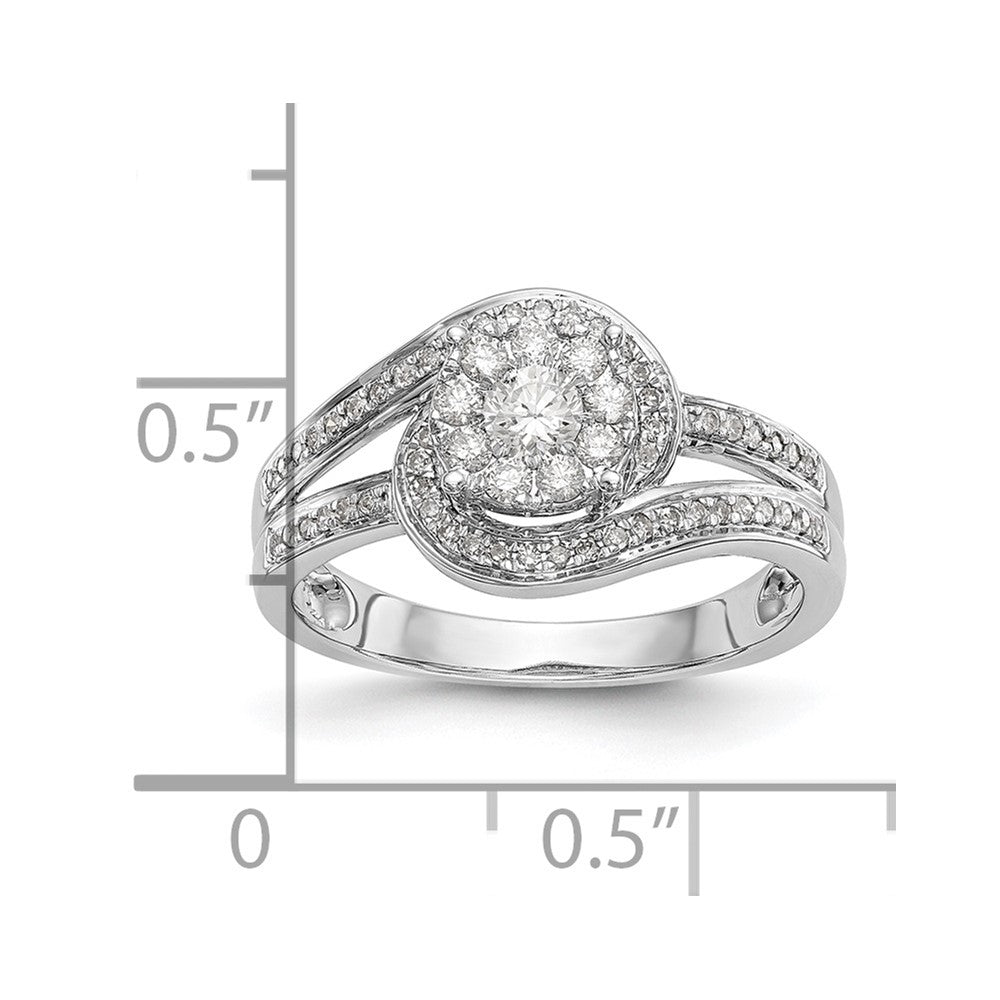 14K Weißgold Diamant-Cluster-Verlobungsring mit echten Diamanten, komplett besetzt