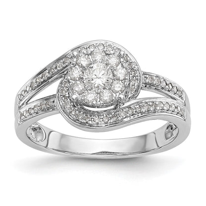 14K Weißgold Komplett Diamant Cluster Verlobungsring