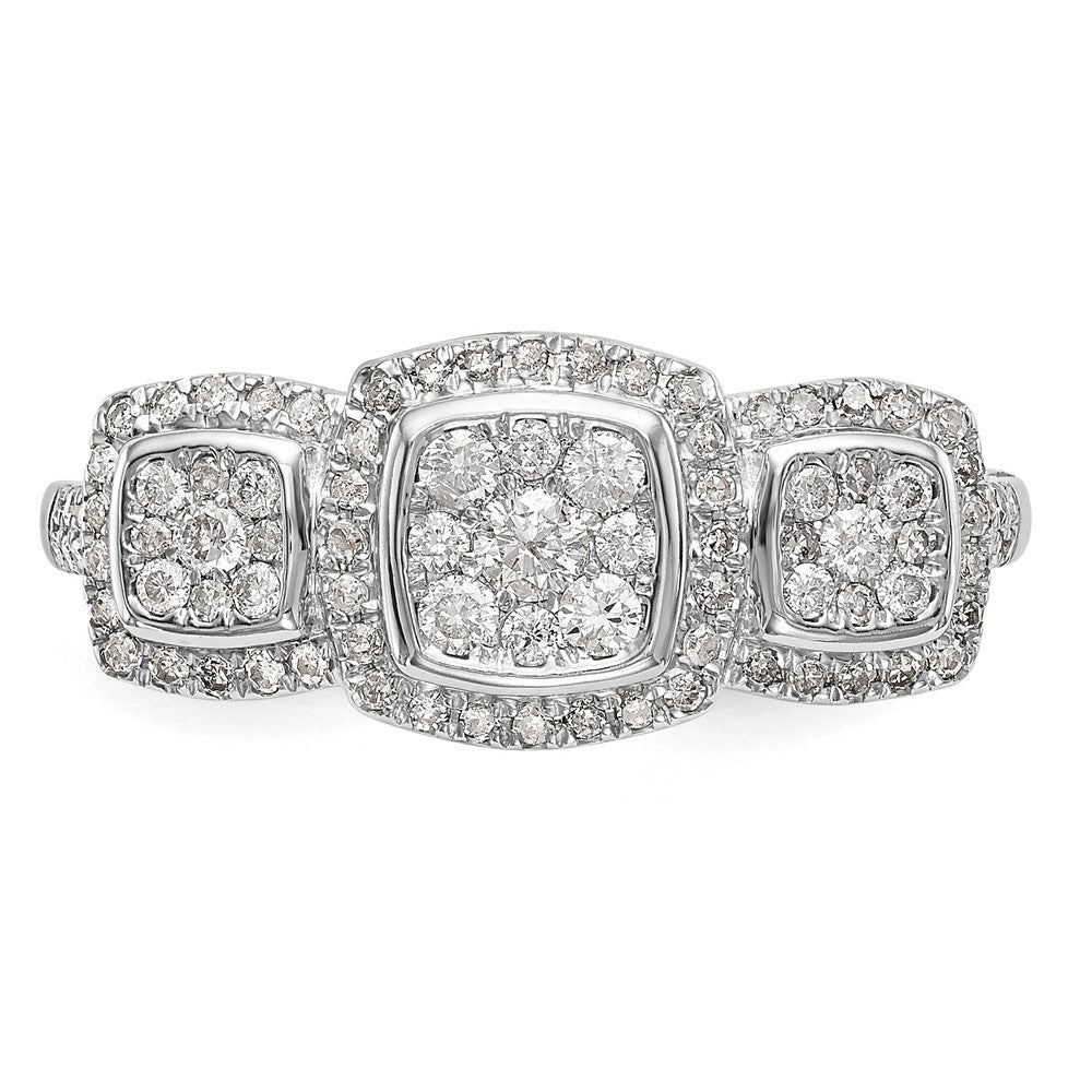 14K Weißgold Komplett Diamant Cluster Verlobungsring
