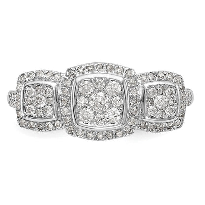 14K Weißgold Komplett Diamant Cluster Verlobungsring