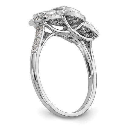 14K Weißgold Komplett Diamant Cluster Verlobungsring