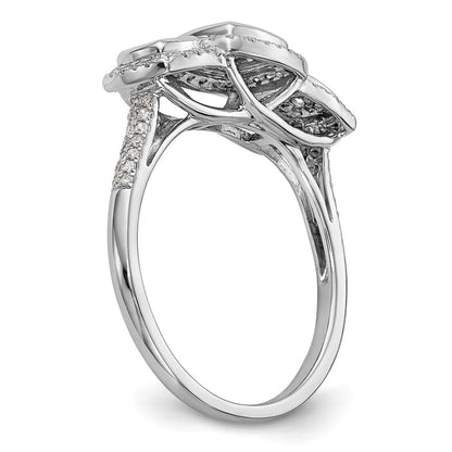 14K Weißgold Verlobungsring mit natürlichen Diamanten im Cluster-Design, komplett besetzt