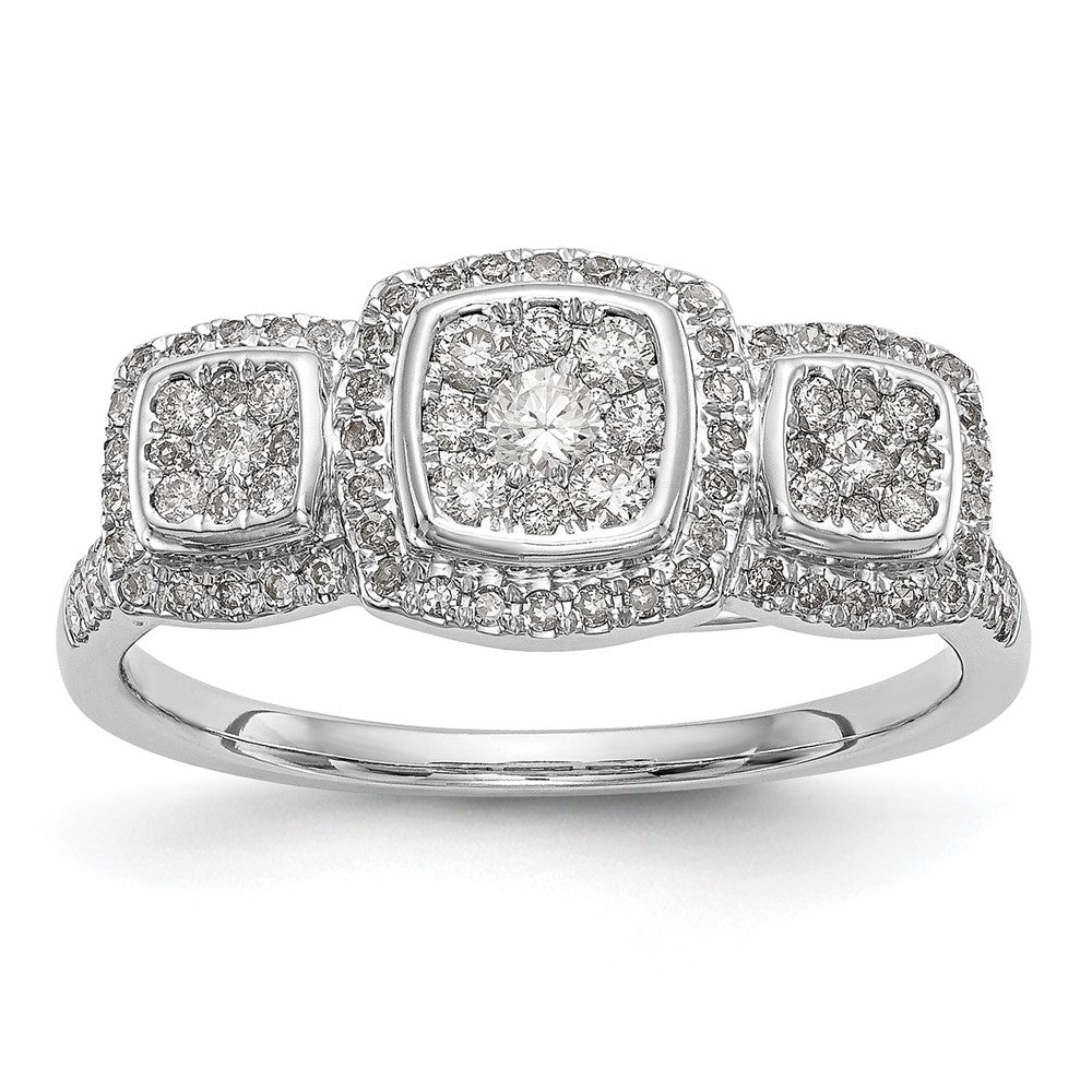14K Weißgold Komplett Diamant Cluster Verlobungsring