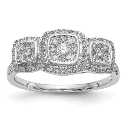 14K Weißgold Komplett Diamant Cluster Verlobungsring