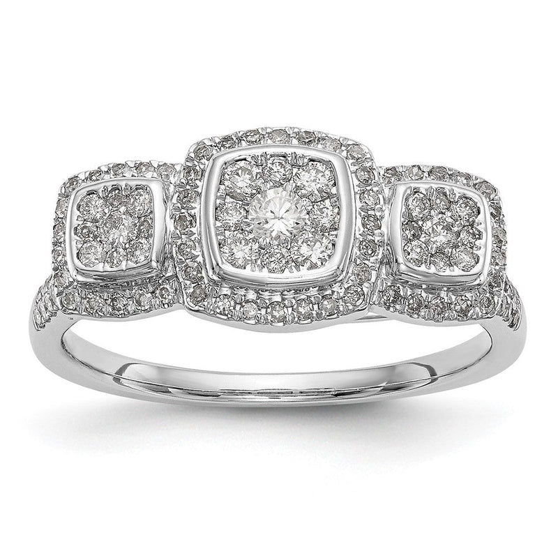 14K Weißgold Komplett Diamant Cluster Verlobungsring