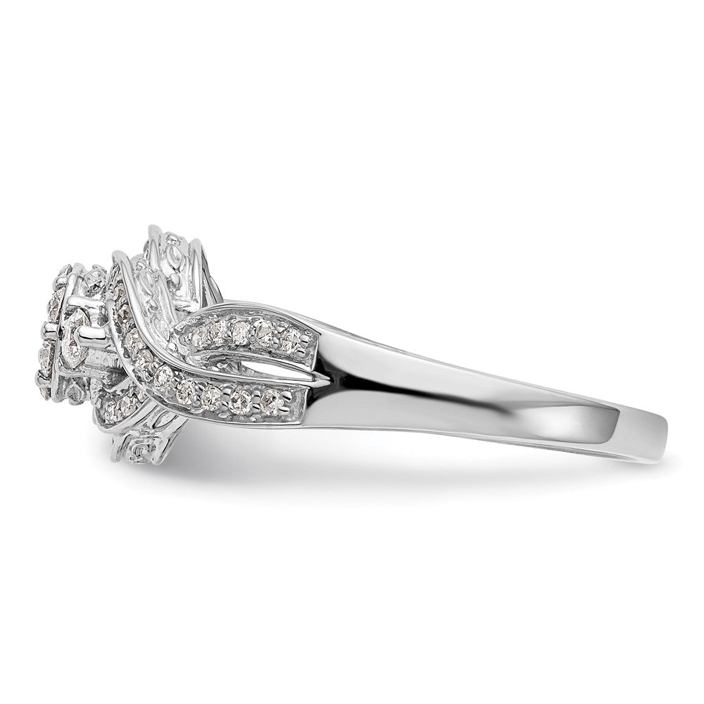 14K Weißgold Komplett Diamant Cluster Verlobungsring