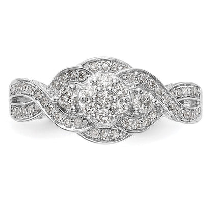 14K Weißgold Komplett Diamant Cluster Verlobungsring