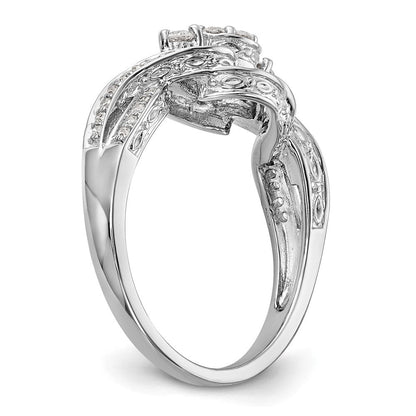 14K Weißgold Komplett Diamant Cluster Verlobungsring